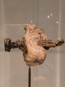 An ancient heel bone with a nail piercing it. From the Israel Museum. 